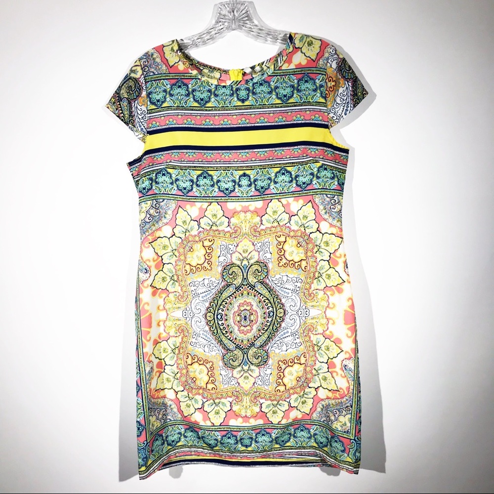 Dots Multicolor Patterned Sheath Dress Size Medium